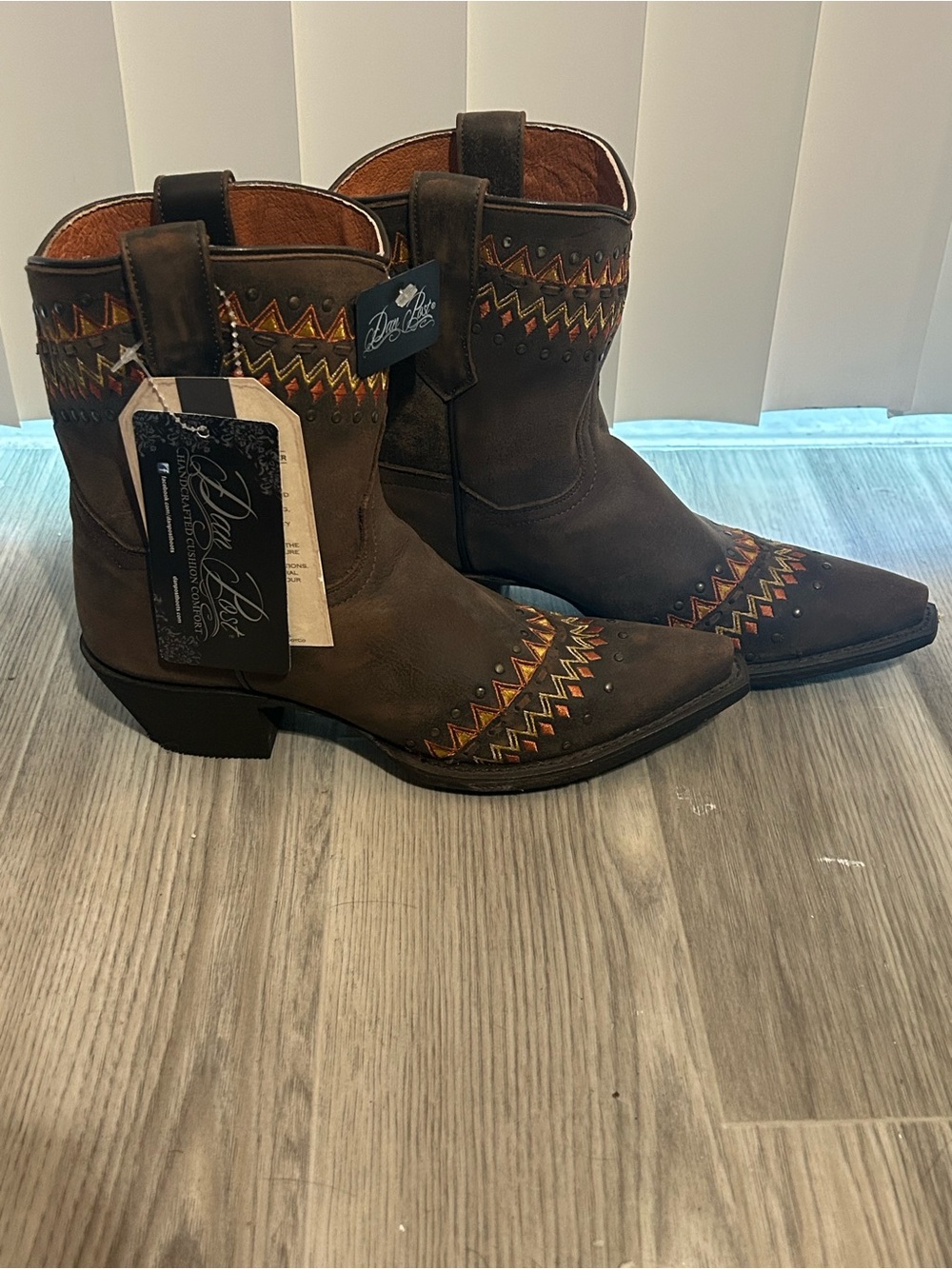 Dan Post Brown Western Embroidered Cowboy Boots